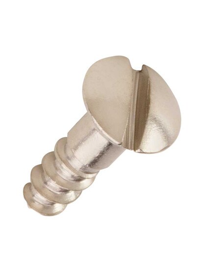 #6 x 1/2 Inch Oval Head Slotted Brass Wood Screws - 25 Pack in Satin Nickel.